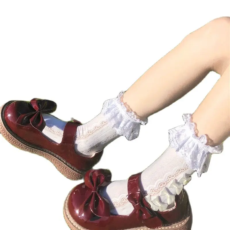 Кружевные Черные Носки JK Lolita чулки колготки японская школьная форма для девочек