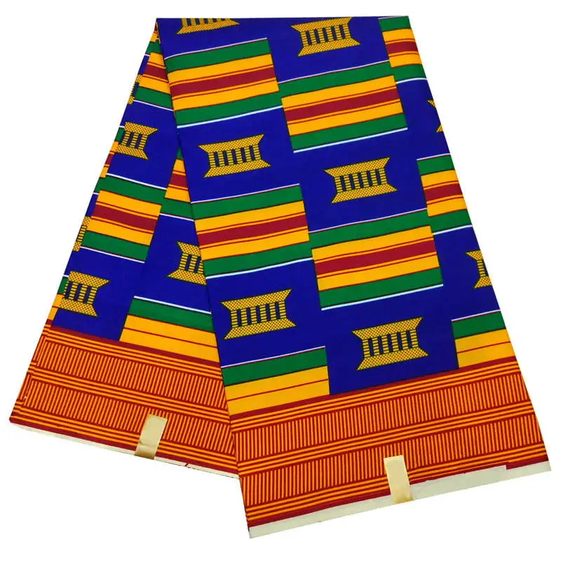 6 Yards African KENTE Print //African Print Fabric; BLUE /& MULTI-COLOR