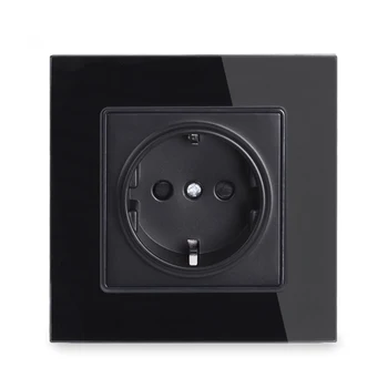 

RG01 Wall Crystal Glass Panel Power Socket Plug Grounded, 16A EU Standard Electrical Outlet 86mm * 86mm