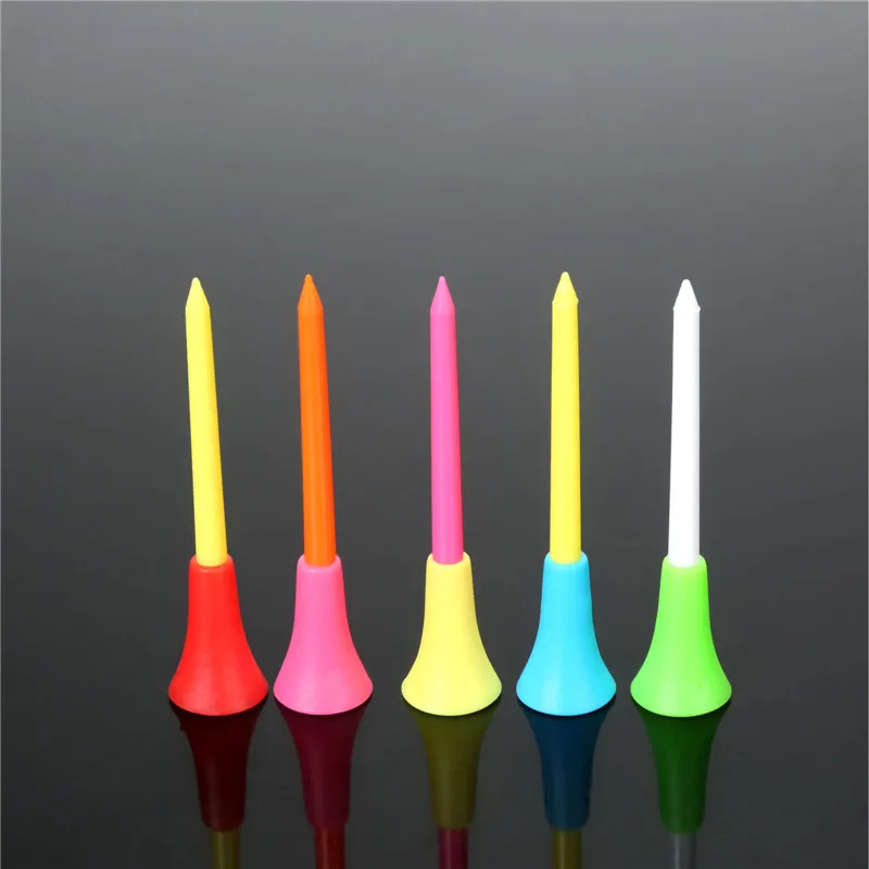Hot 100Pcs Multi Color Plastic Golf Tees 83mm Durable Rubber Cushion Top Tee Drop Accessories Free Shipping |