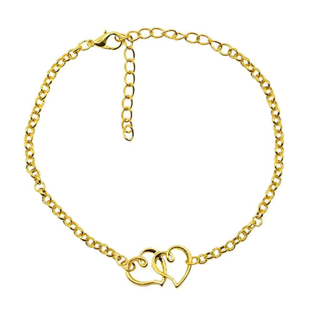 Women's Double Love Heart Chain Beach Sandal Ankle Bracelet Anklet Foot Jewelry Silver Anklet Bracelet