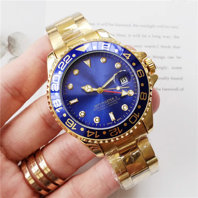 Роскошные светящиеся сапфировое стекло керамический ободок GMT автоматические мужские часы aaa бренд Топ механические часы - Цвет: 10