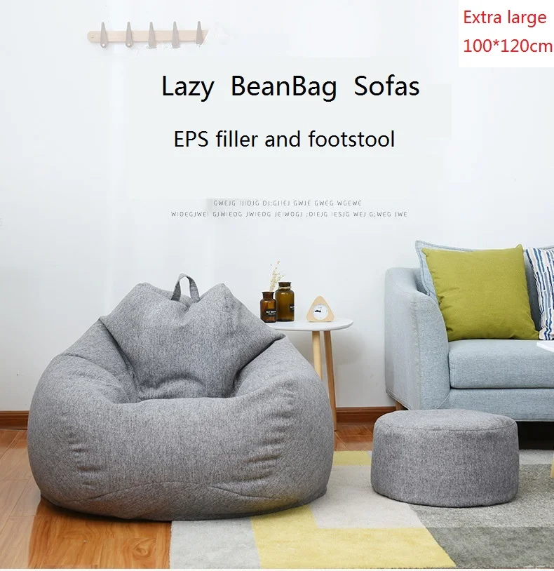 

Extra large lazy bean bag sofa with EPS filler tatatami balcony living room furniture comfortable cotton and hemp single sofa