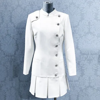 

EXCELLENT QUALITY Newest 2020 Fall Winter Designer Women dress Stand Collar Long Sleeve Single Breasted Ruffles dress