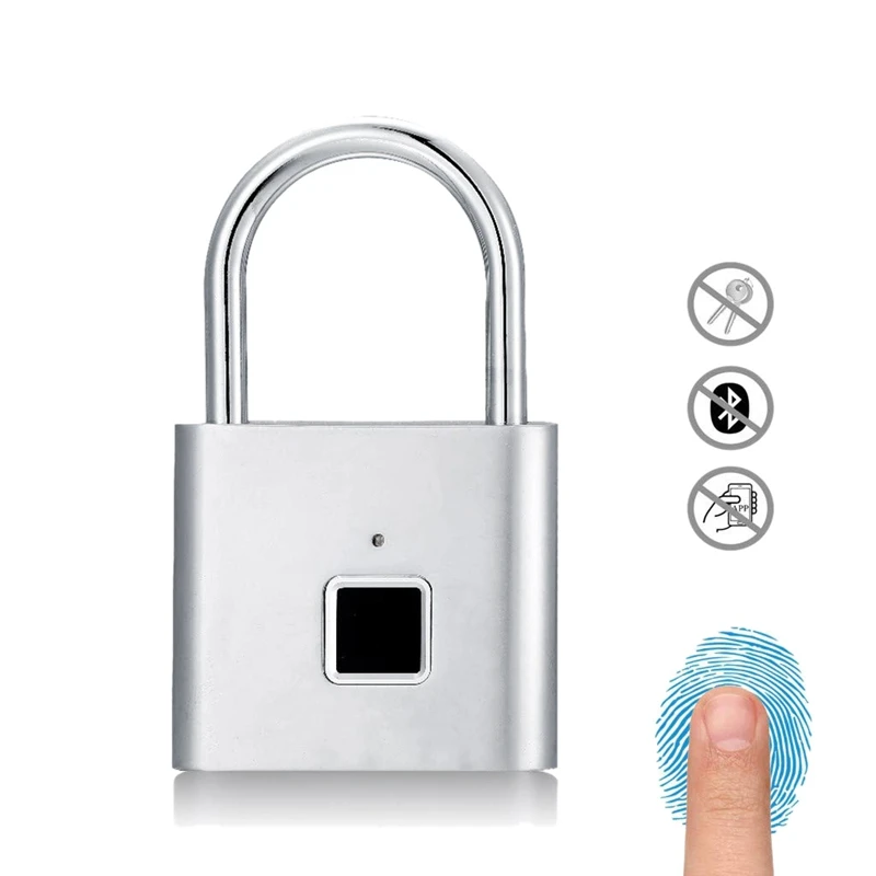 

Security Keyless Usb Rechargeable Door Lock Fingerprint Smart Padlock Quick Unlock Zinc Alloy Metal Self Developing Chip