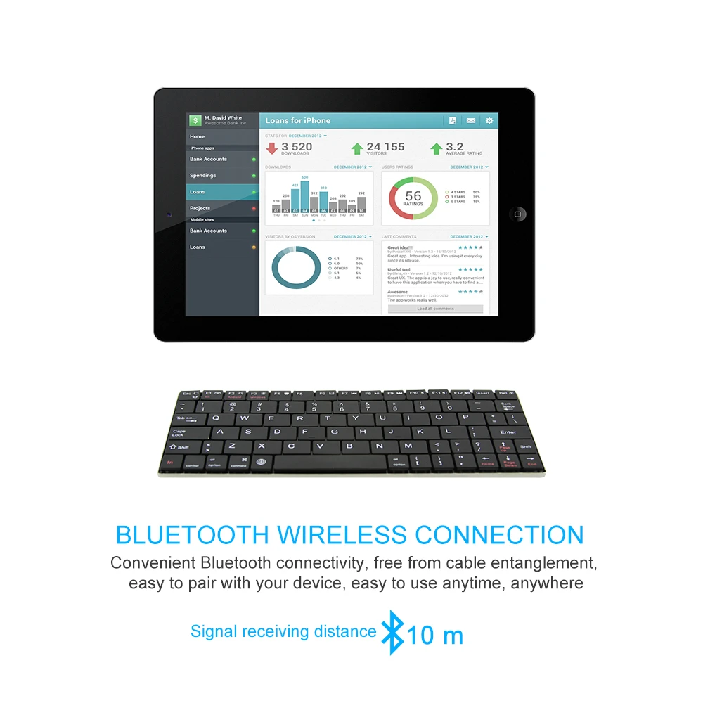 Беспроводная игровая Bluetooth клавиатура эргономичная сверхтонкая с колпачками для