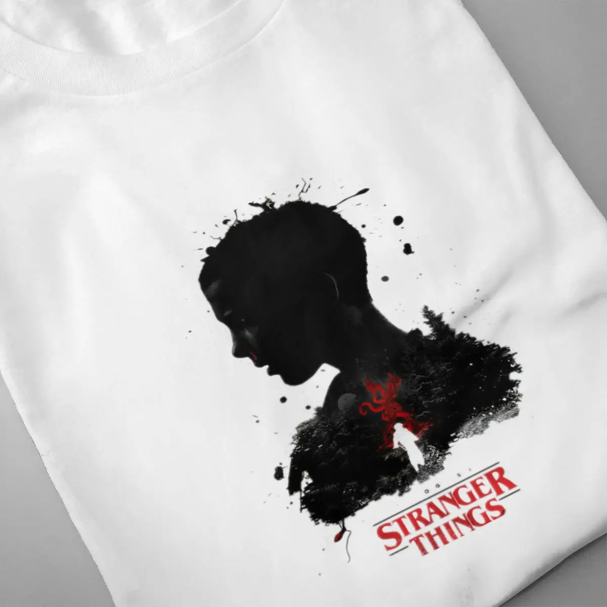 Stranger Things The Dark off white Men's Short Sleeve T-shirt 100 Percent Cotton Graphic Tshirt
