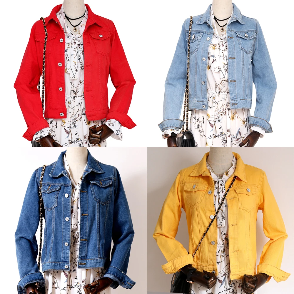 Jeans Jacket Women Green 2020 Autumn Woman Denim Jean Womens Coats Basic Jackets Female Slim Stretch Short Coat Feminina Clothes