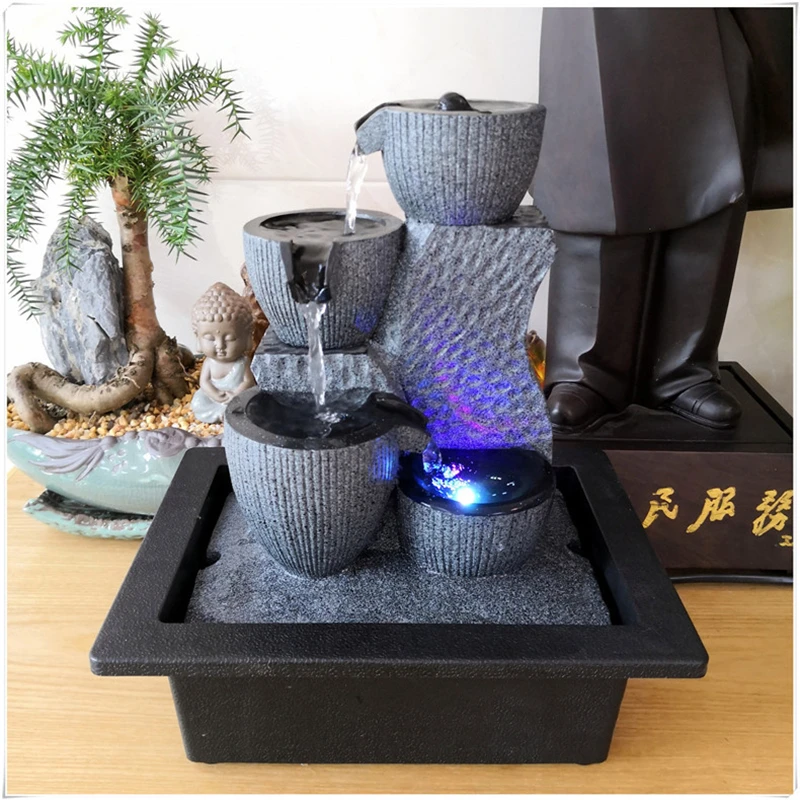 Water View Flowing Water Fountain Indoor Air Humidifier Desktop Fountain Garden Micro Landscape Home Office Feng