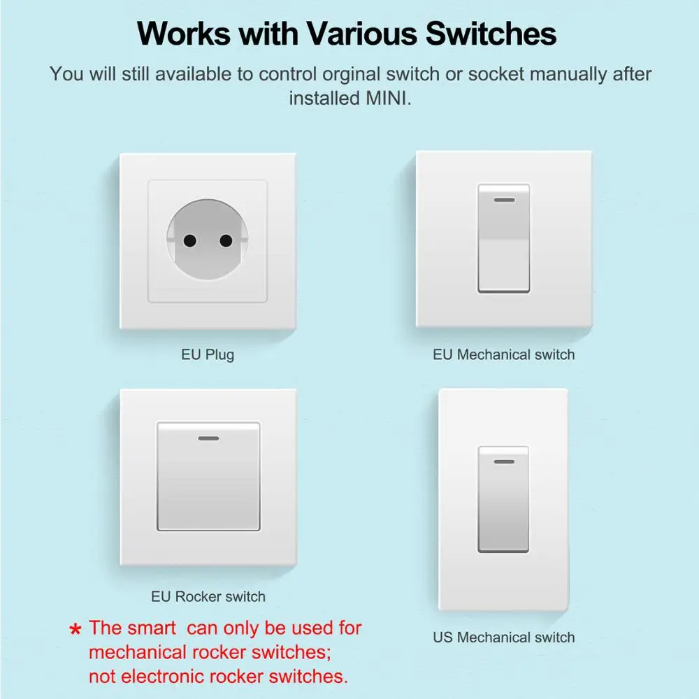 16A Mini Smart Wifi DIY Switch Supports 2 Way Control, Smart Home Automation Module, Works with Alexa Google Home Smart Life App