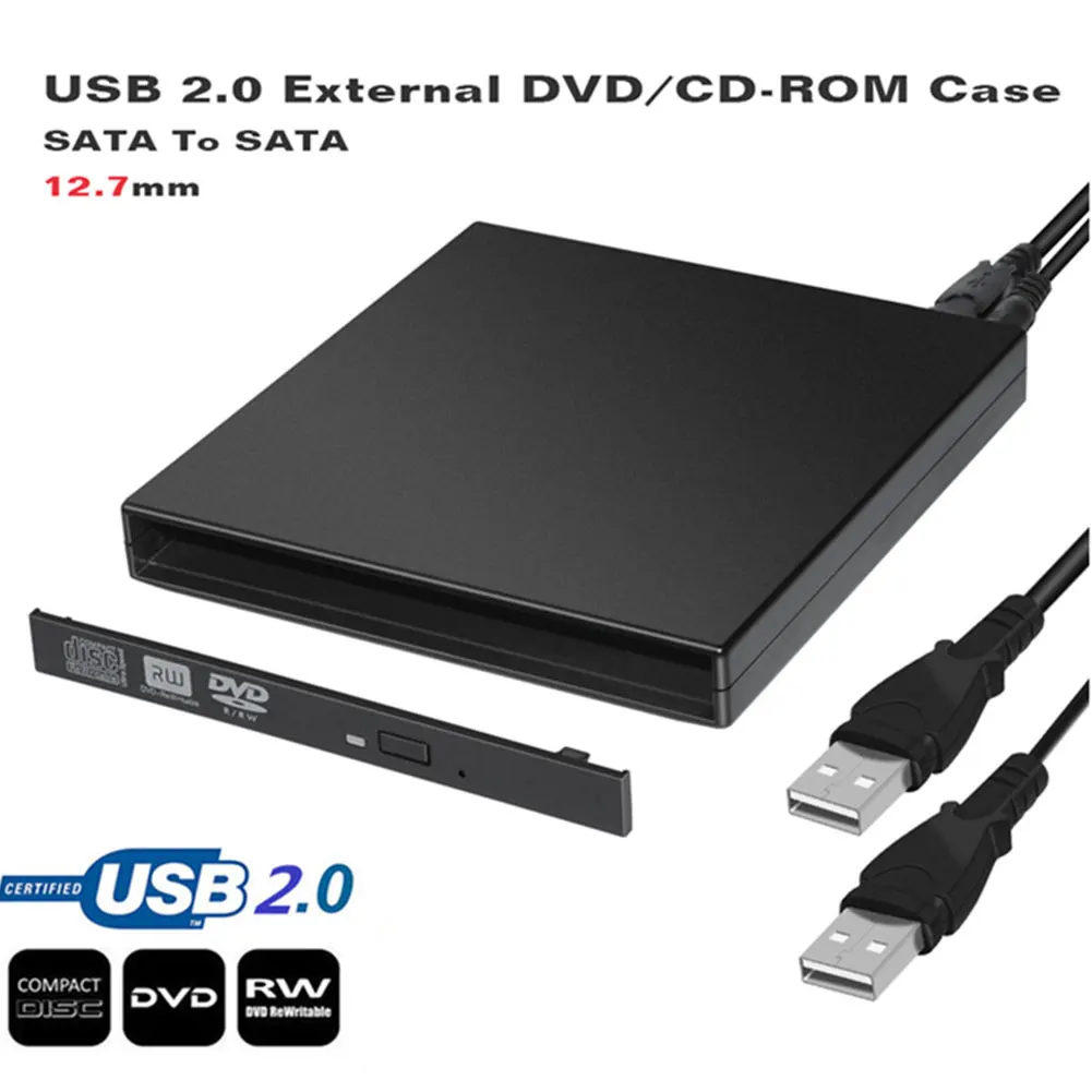 Корпус оптического привода ПК настольный корпус для DVD 12,7 мм SATA Ноутбук диск мобильный 480 Мбит портативный USB 2,0 ABS cd-rom ноутбук