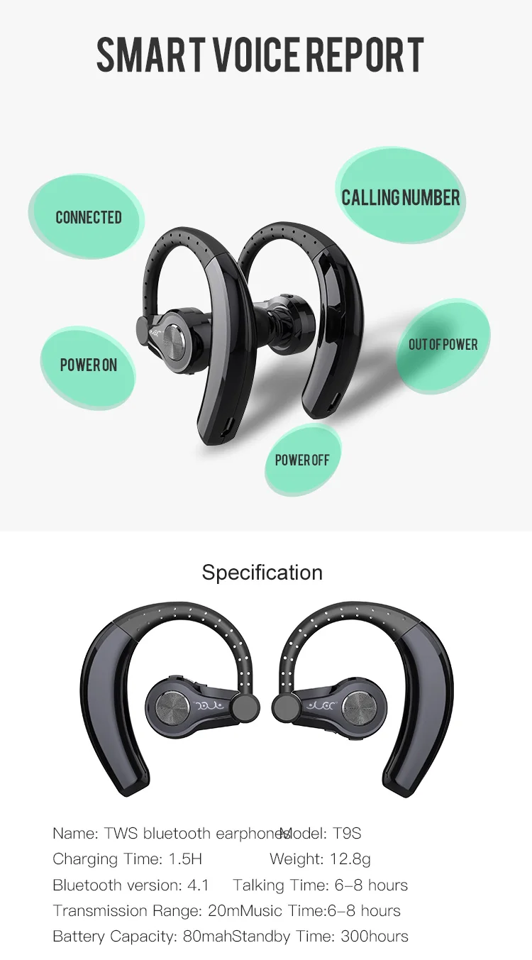 

Blutus T9S wireless binaural stereo sports HIFI music Bluetooth headset Bluetooth 5.0 long standby TWS