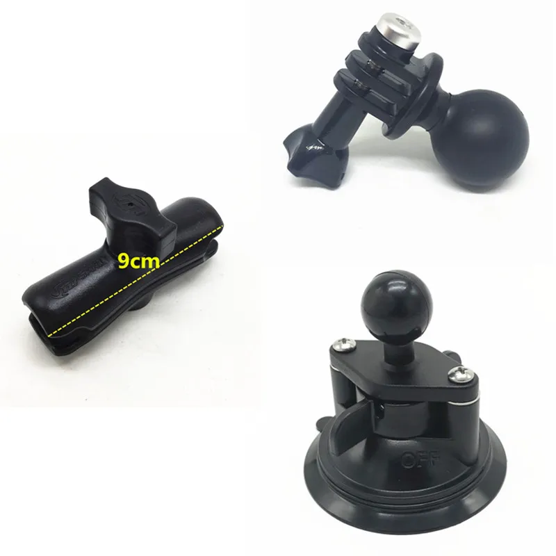 Aluminum arm kit Поворотный замок на присоске, длинный/короткий двойной разъем руку и 1-дюймовыечистые этикетки пробки Диаметр мяч для GoPro Hero Адаптер для gopro крепления RAM - Цвет: Aluminum arm kit
