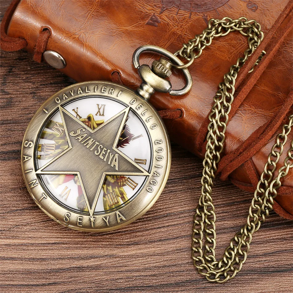 Pocket-Watch Saint Seiya Pendant Necklace Gifts Bronze Women Theme Quartz for Kids New-Arrival