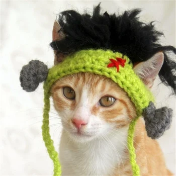 

Green Pet Halloween Decoration Cap Dog Cap Dog Accessories for Small Dogs Hand-knitted Pet Hats Cat Hat Dog Hat Hairband