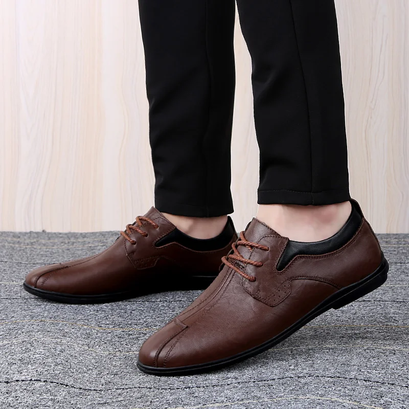 Spring autumn Men Shoes Breathable Mens Shoes Casual Fashion Low Lace-up Leather Shoes Flats Zapatillas Hombre Plus Size45*9705