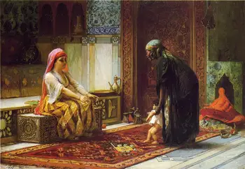 

5 Handmade Art Paintings by Teachers - The First Steps Arabic Mother Child Frederick Arthur Bridgman - Oil Painting on Canvas
