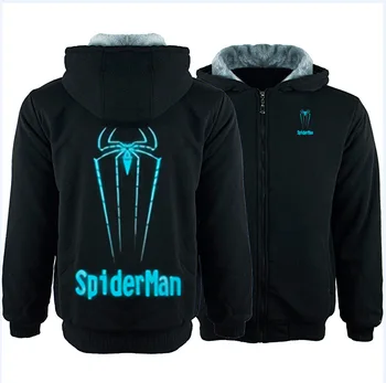 

MARVEL Spiderman Print Zipper Costume Hoodies Men Anime Verse Hooded Cosplay Sweatshirts Streetwear Casual Tops