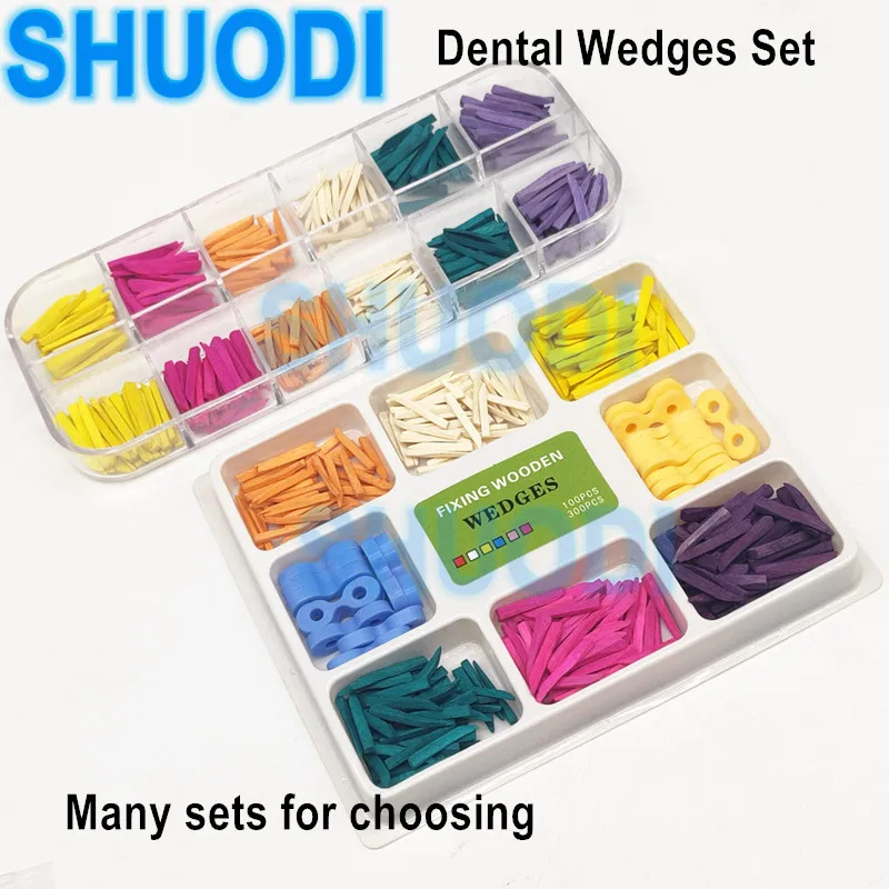 Dental Wedge Set Interdental Fixing Filling Wooden Wedge And 20 Pcs Elastic Rubber Wedge)dental