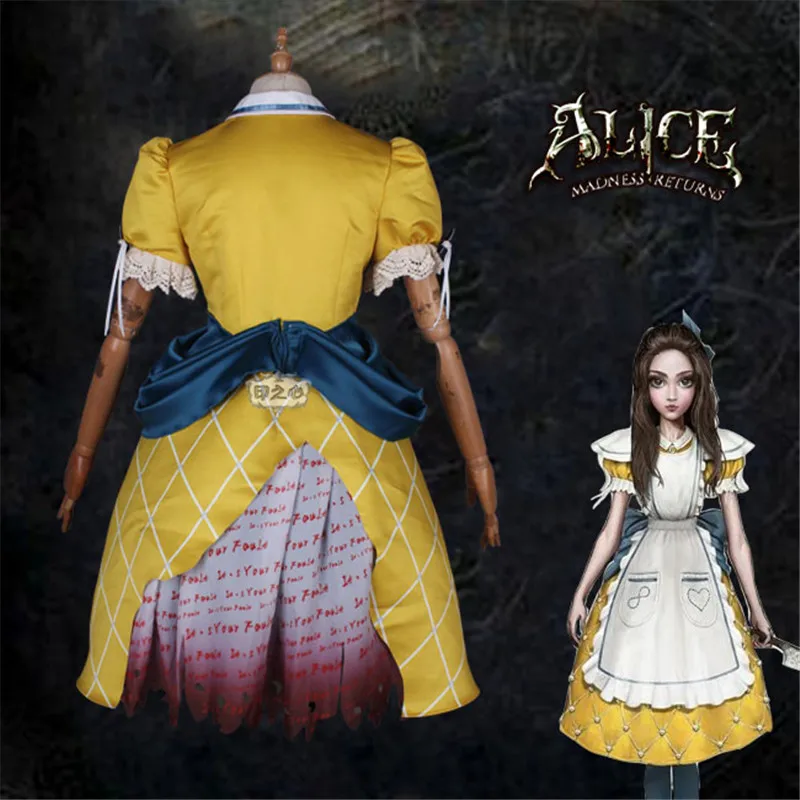 Игра Alice: Madness Returns Rabbit Alice желтое платье горничной униформа платье лолиты карнавальный костюм костюмы на Хэллоуин для женщин fre