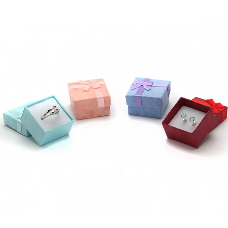 Fashion-4pcs, 4x4 см, высокое качество, органайзер для ювелирных изделий, ящик для хранения колец, маленькая Подарочная коробка для колец, сережек, 4 цвета