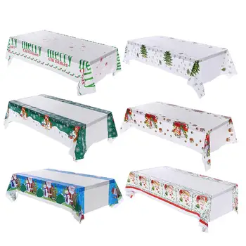 

110x180cm Waterproof Santa Snowman Tablecloth Christmas Dinner Table Cover Decor