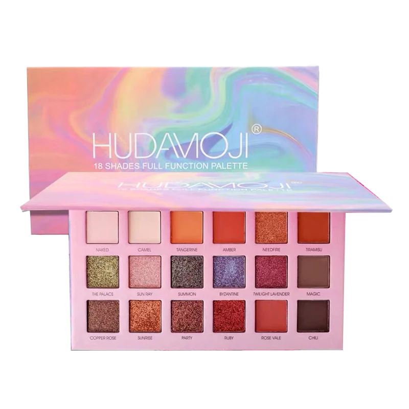 

HOT! HUDAMOJI 18 Colors Lasting Soft Matte Pearlescent Glitter Eye Shadow Pigment Palette Easy To Wear Shimmer Cosmetics TSLM2