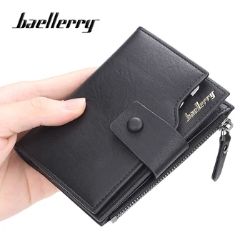 

Baellerry Luxury Black Wallet Men's Purses & Wallets Short Male Leather Wallet for Multiple Card Slots Mens Money Bag