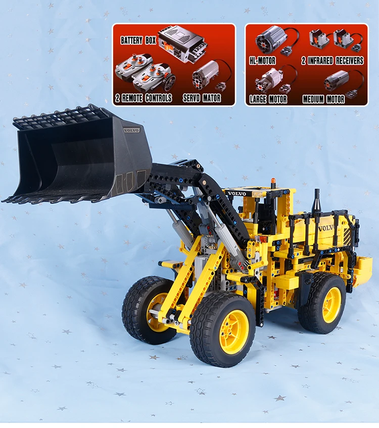 

Technic Volvo L350F Wheel Loader Remote Control Building Blocks Compatible Legod 42030 20006 Motor Power Function Bricks Toys