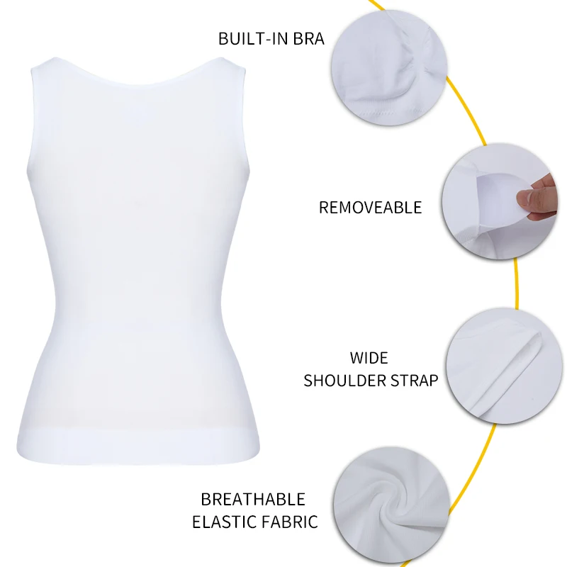 Body Shaper Waist Trainer Padded Compression Camisole Tummy Control Tank Tops