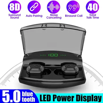 

1800mAh Charging Box Wireless Headphone Bluetooth 5.0 Earphones LED Power Display Sports Waterproof Earbuds Headsets