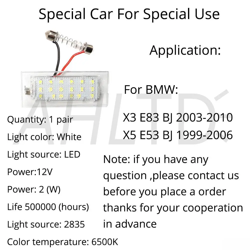 2 шт. автомобиля светодиодный номерной знак светильник для BMW E53 X5 1999-2003 E83 X3 03-10 NJ88 высокая яркость 18 светодиодный s 6000K 3528smd 12V светодиодные лампы