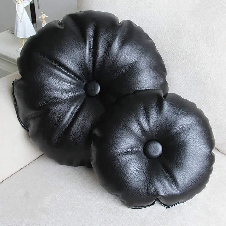 round leather throw pillows