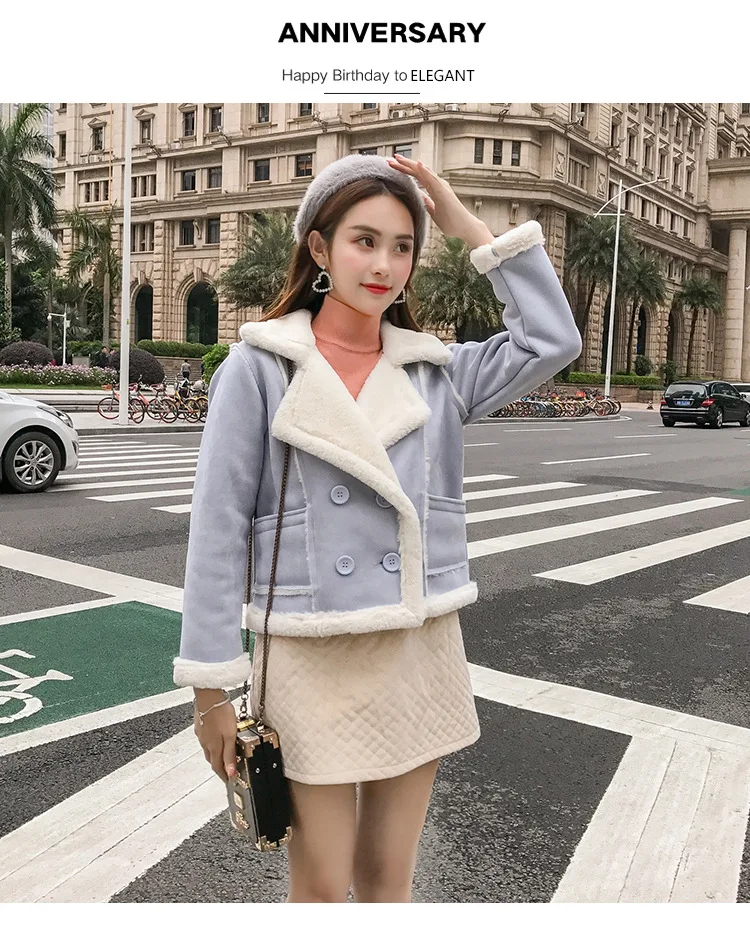 Fang yang gao шерстяное пальто женское осень и зима стиль корейский стиль BF Harajuku стиль короткая замша ji che mian одежда