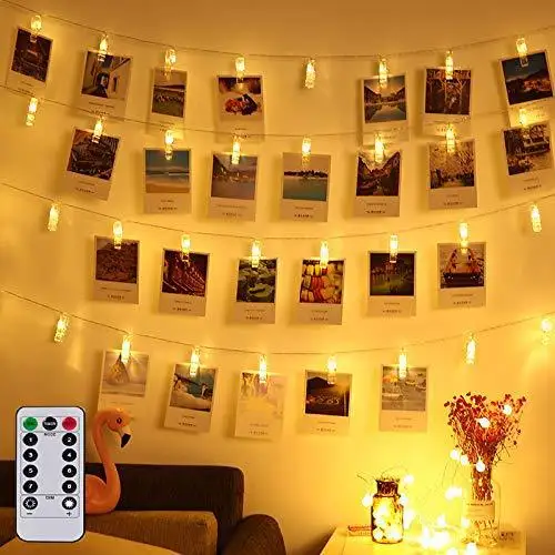 

Cross Border Hot Sales INS GIRL'S Heart Photo Wall Decorative Lights Remote Control USB Lighting Chain LED Photo Clip Lamp Chris