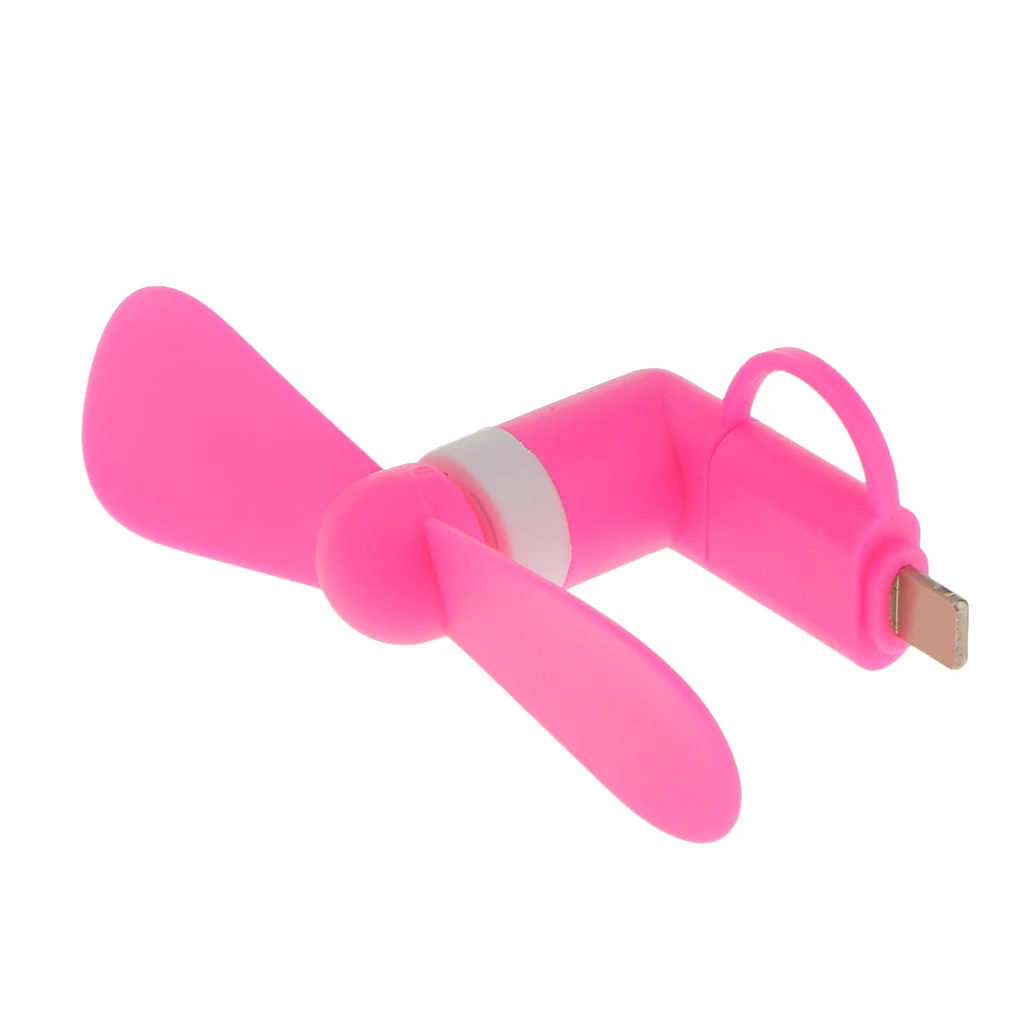 2x 2-In-1 Mini Micro USB Lighting Cooling Fan Cooler For IOS Android Phone Pink