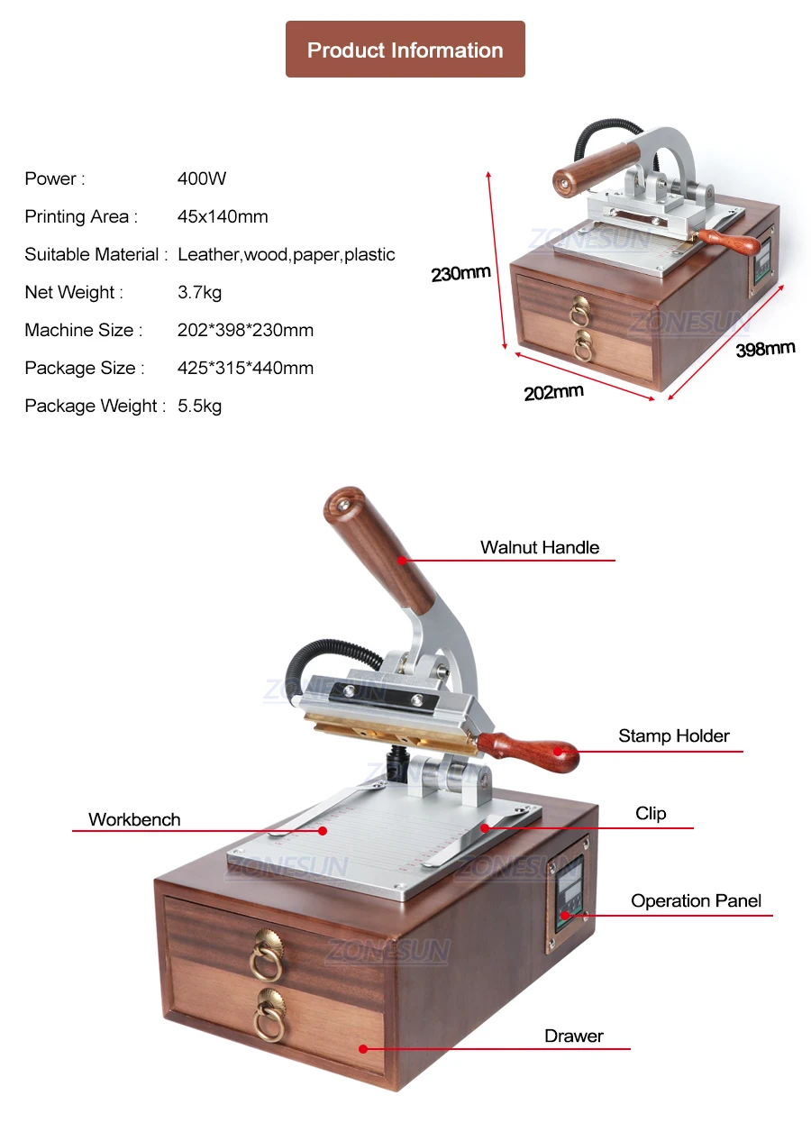 Máquina de estampagem a quente ZONESUN ZS-110C