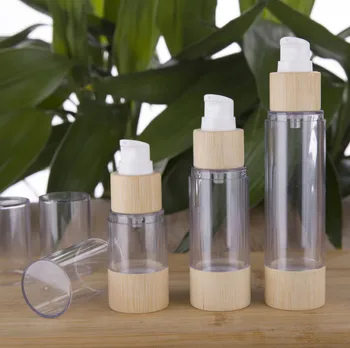 

2019 New 100pcs Bamboo 30ml 50ml 80ml 100ml 120ml Empty Airless Vacuum Pump Bottles for Makeup Cream Serum Lotion Skin Care