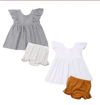 

Toddler Baby Girl Casual Clothes Ruffle Tops Shirt Shorts Summer Outfit Outfit Set Girls Clothing