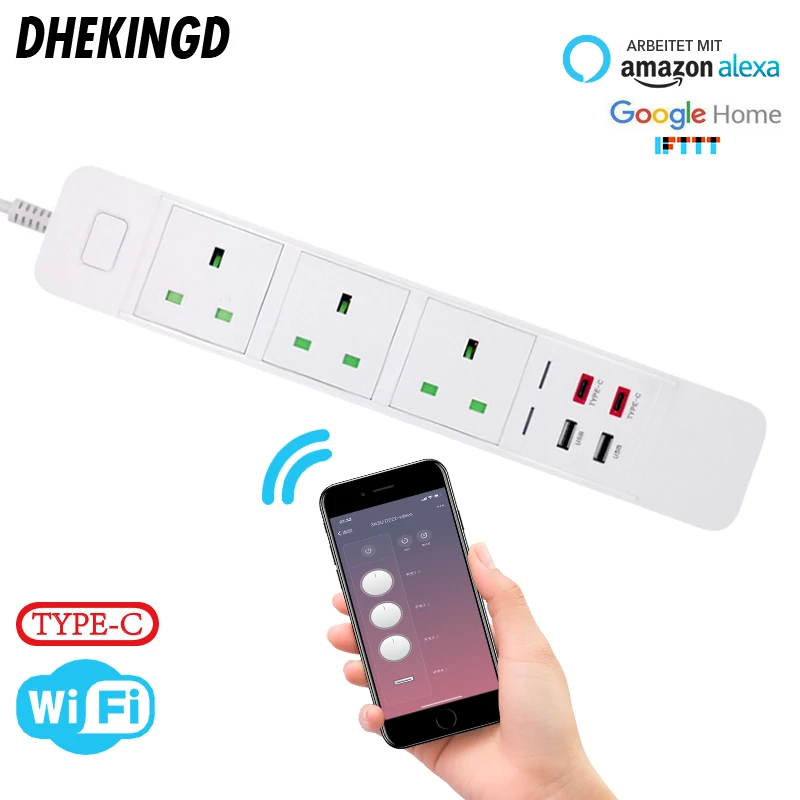 Wifi смарт Мощность полосы EU/UK/AU с 2 портами (стандарт Тип Док станция USB PortTiming