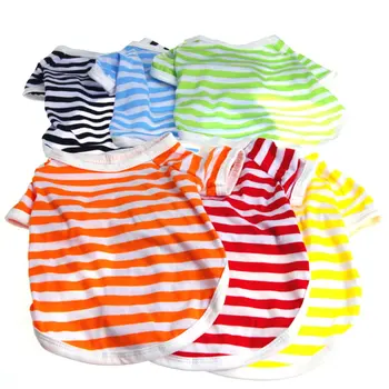 

New Fashionable Casual Spring and Summer Orange Pet Clothes Teddy Dog Strip Shirt Pet Supplies For Dogs Cats