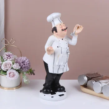 

1pc European Style Chef Model Mini Cook Statue Resin Figurine for Restaurant Cafe Cake Shop Decoration (Teapot Chef)