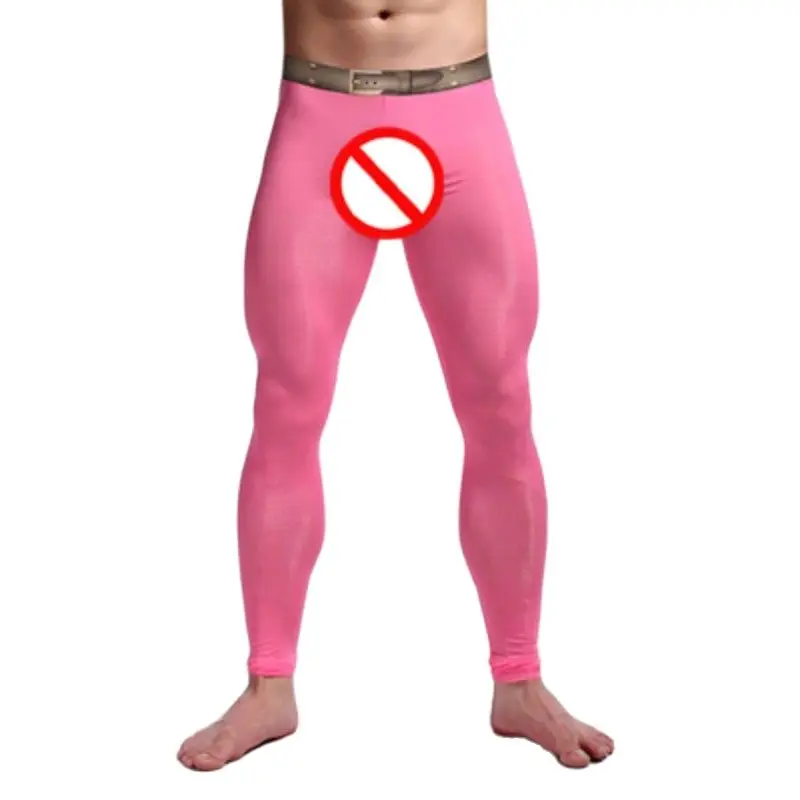 Ice Silk Mens Legging Homme Sleepwear Long Johns See Through Ultra-Thin Men Sexy Underwear Bottom Trousers Home Lounge Man Pants 6