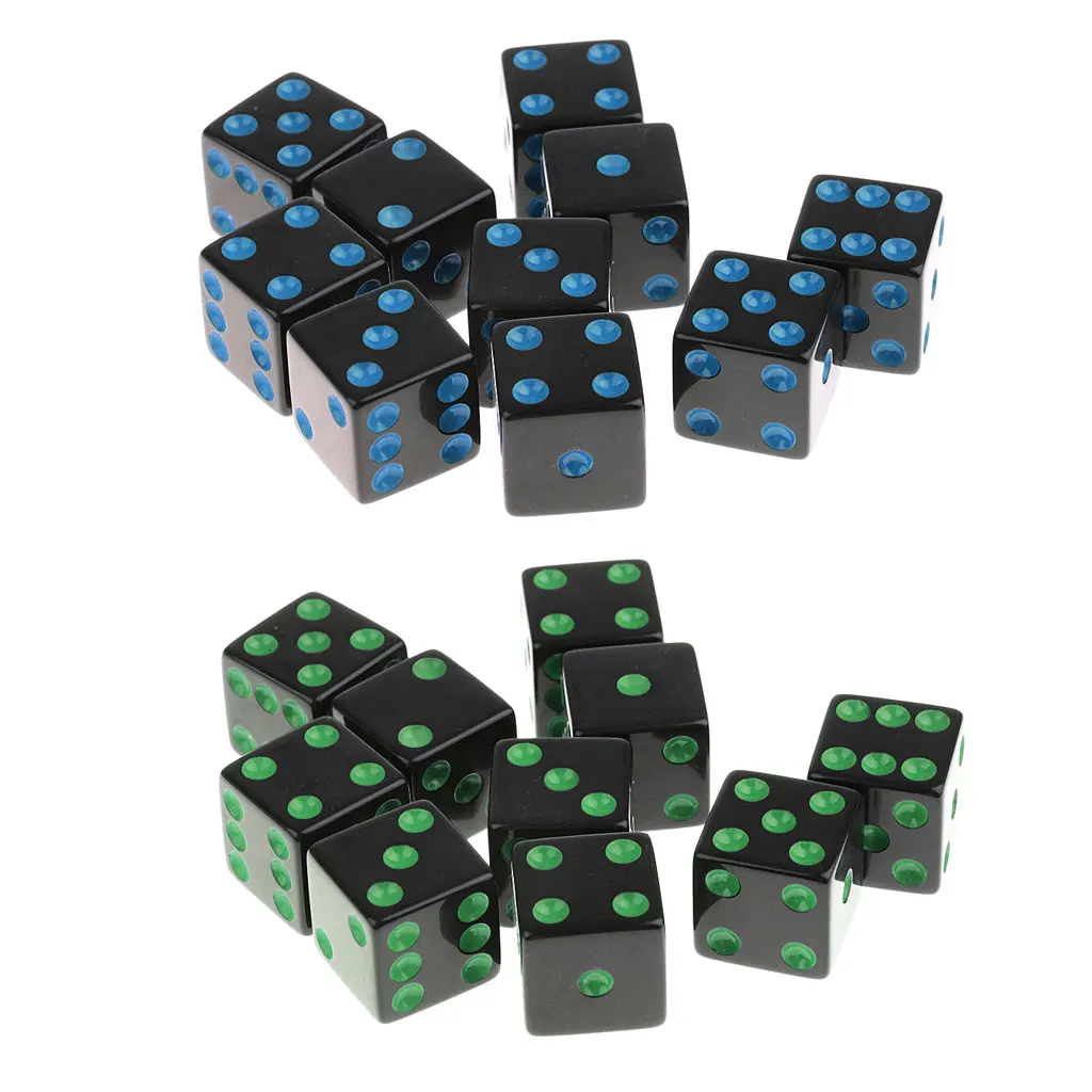 16mm Opaque Six Sided Spot Dice Games D6 4 Colours for D&D RPG MTG 20pc/set