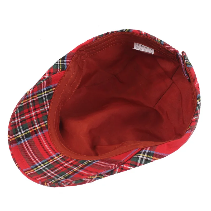 golf beret cap Women Plaid Berets Hat Men French Style Cap Cotton Plaid Visors Red Green Blue Duckbill Herringbone Flat Cap Ladies Winter Hat men's french beret