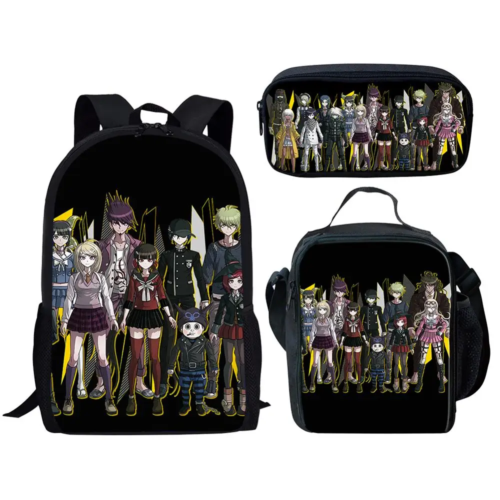 3 шт./компл. школьный рюкзак для детей с рисунком из аниме Danganronpa-V3 школьная сумка для студентов, подарочный набор для мальчиков