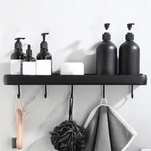 Bathroom Wall Mounted Towel Rack Washrag Shower Bar Holder Aluminum Storage Shelf Organizer Hook Hanger Bathroom Accessories