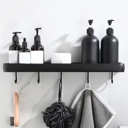 Bathroom Wall Mounted Towel Rack Washrag Shower Bar Holder Aluminum Storage Shelf Organizer Hook Hanger Bathroom Accessories