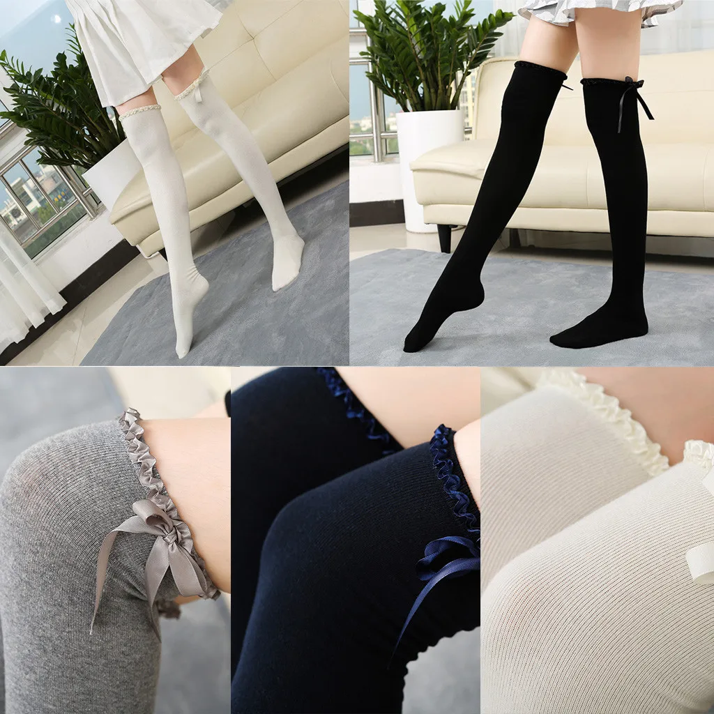 Облегающие высокие носки, однотонные женские облегающие носки, осенне ...