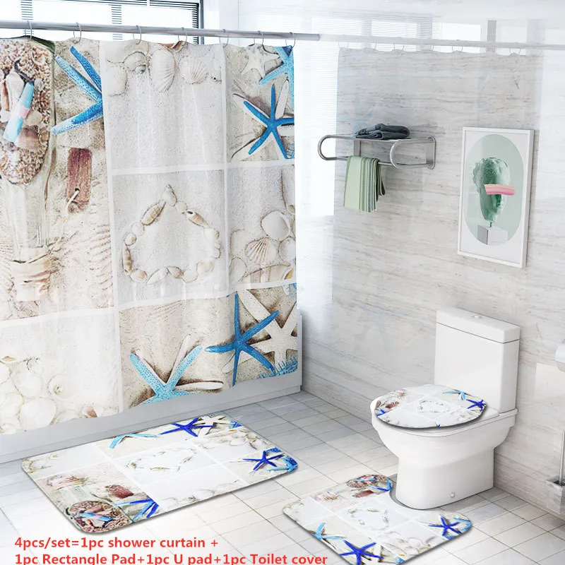 4pcs mats Противоскользящий коврик для ванной комнаты, современный стиль, занавеска для душа, набор ковриков для домашнего декора, покрытие для унитаза, подушечки для ног, качественные фланелевые коврики - Цвет: 4pcs mats